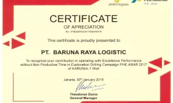 Awards Certificate of Apreciation Pertamina PHE ABAR 2018 brl cert 2018 phe abar